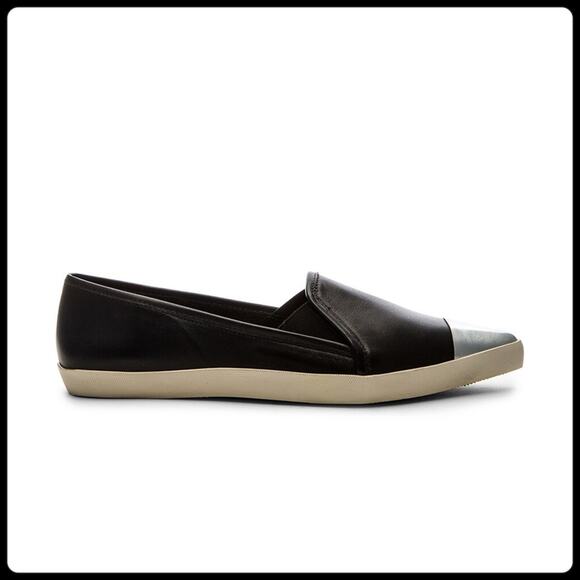 Saint & Libertine NWT Flat Loafer Sneaker Leather Black & Silver Size 6 - Picture 4 of 13